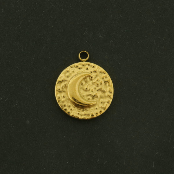 18k Crescent Moon Charm - Celestial Pendant - 18k Gold Plated Stainless Steel - GLD768