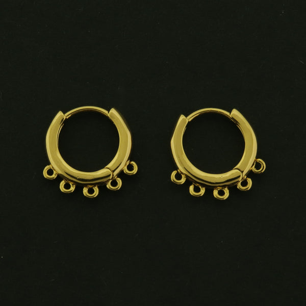 18k Earrings - 2 Pairs Leverback Earrings - 18k Gold Plated Brass - GLD798