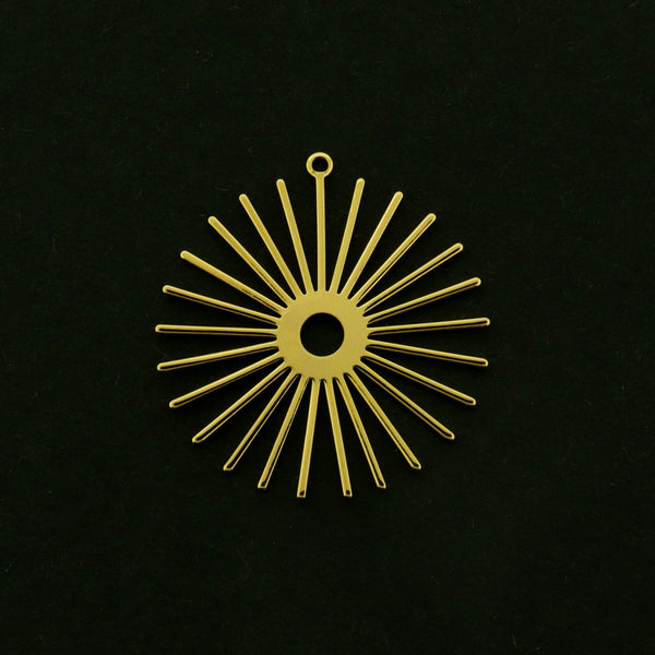 18k Sun Charm - Celestial Pendant - 2 Charms - 18k Gold Plated Brass - GLD799