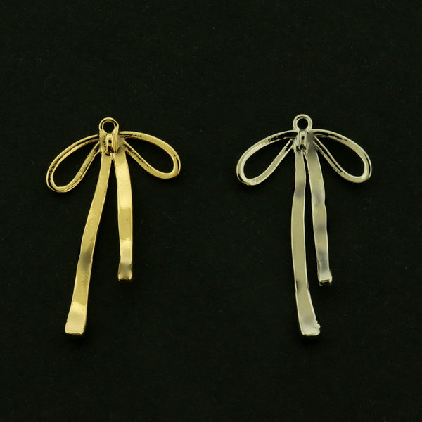 18k Bow Charm - Ribbon Pendant - 18k Gold Plated - Choose Your Tone!