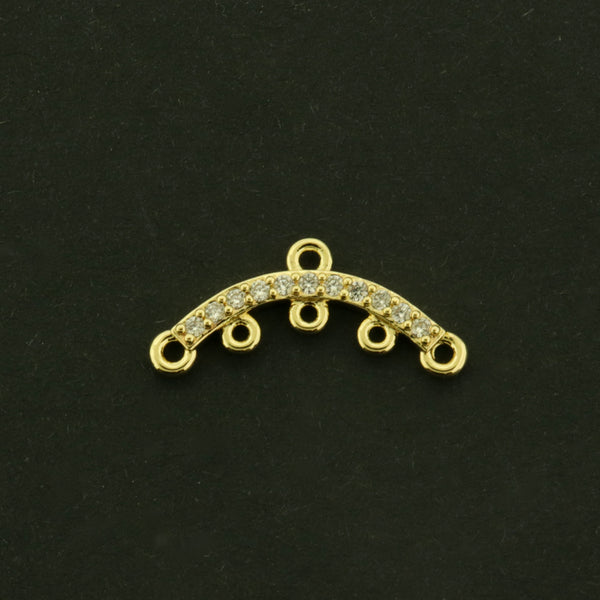 14k Arched Chandelier Connector with Rhinestones - 14k Gold Plated Brass - GLD808