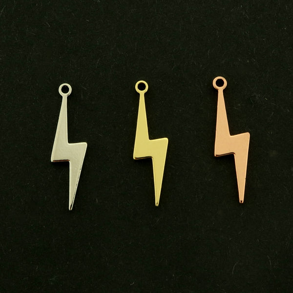 18k Lightning Bolt Charm - Celestial Pendant - 18k Gold Plated - GLD477