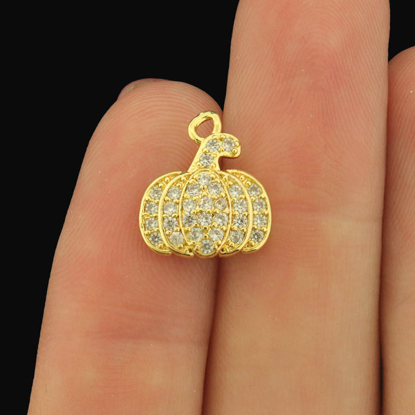 18k Pumpkin Charm - Halloween Pendant - 18k Gold Plated - GLD1012