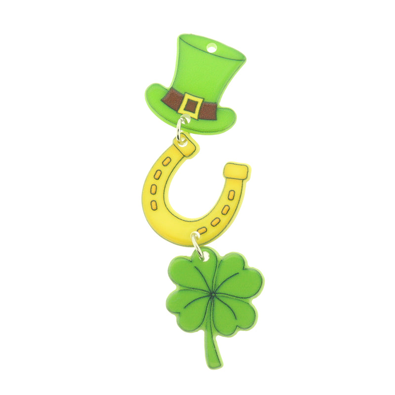 2 St Patrick's Day Acrylic Dangle Charms - K145