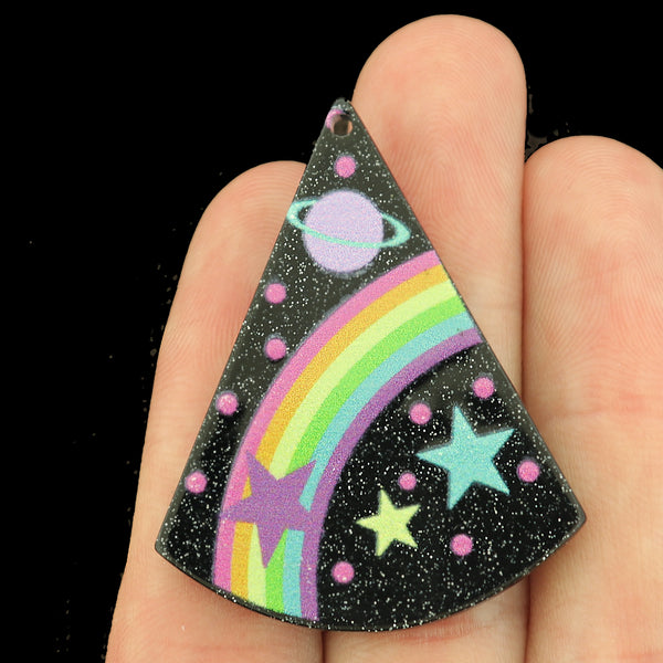 2 Night Sky Rainbow Acrylic Charms - K247