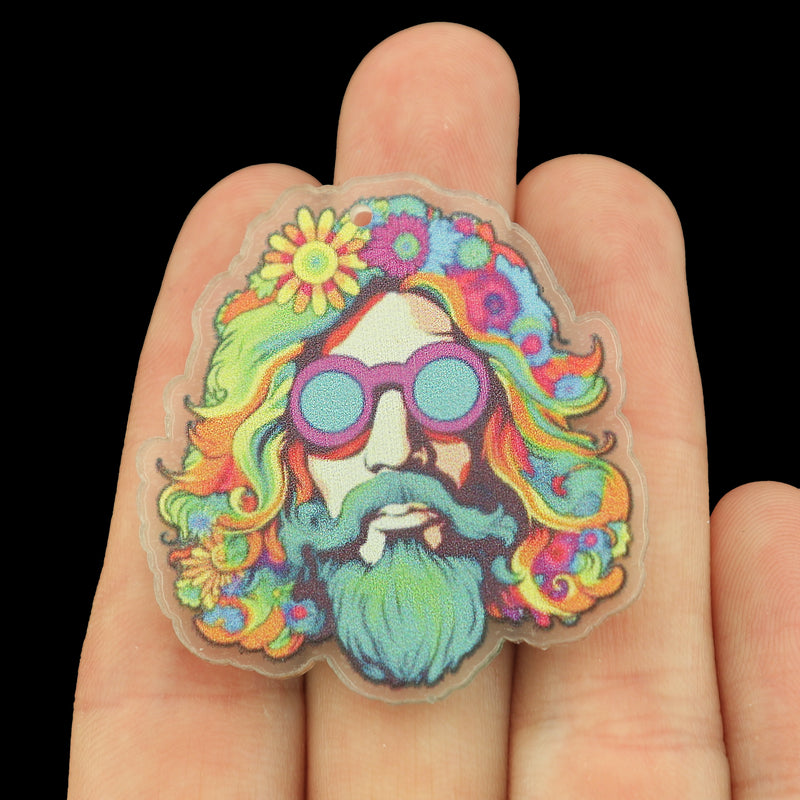 2 Hippy Man Acrylic Charms 2 Sided - K296-B