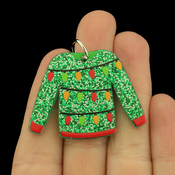 2 Christmas Lights Christmas Sweater Acrylic Charms - K361