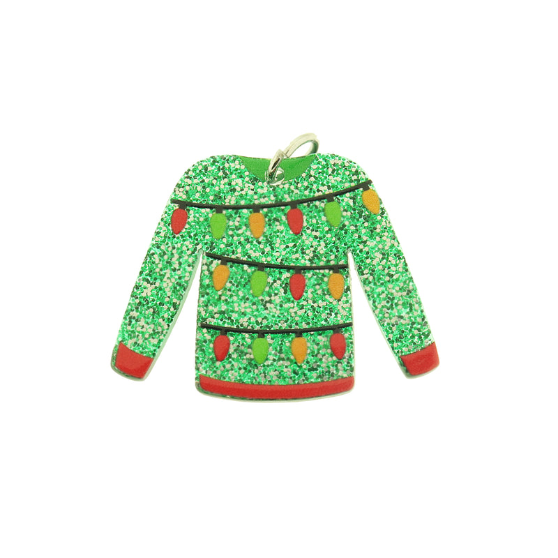 2 Christmas Lights Christmas Sweater Acrylic Charms - K361