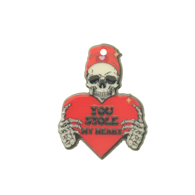 2 You Stole My Heart Skeleton Heart Acrylic Charms - K369