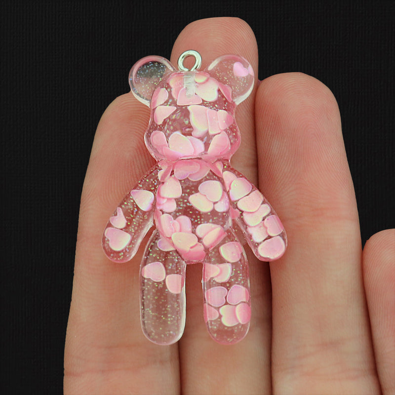 Teddy Bear Heart Resin Charms - Choose Your Color