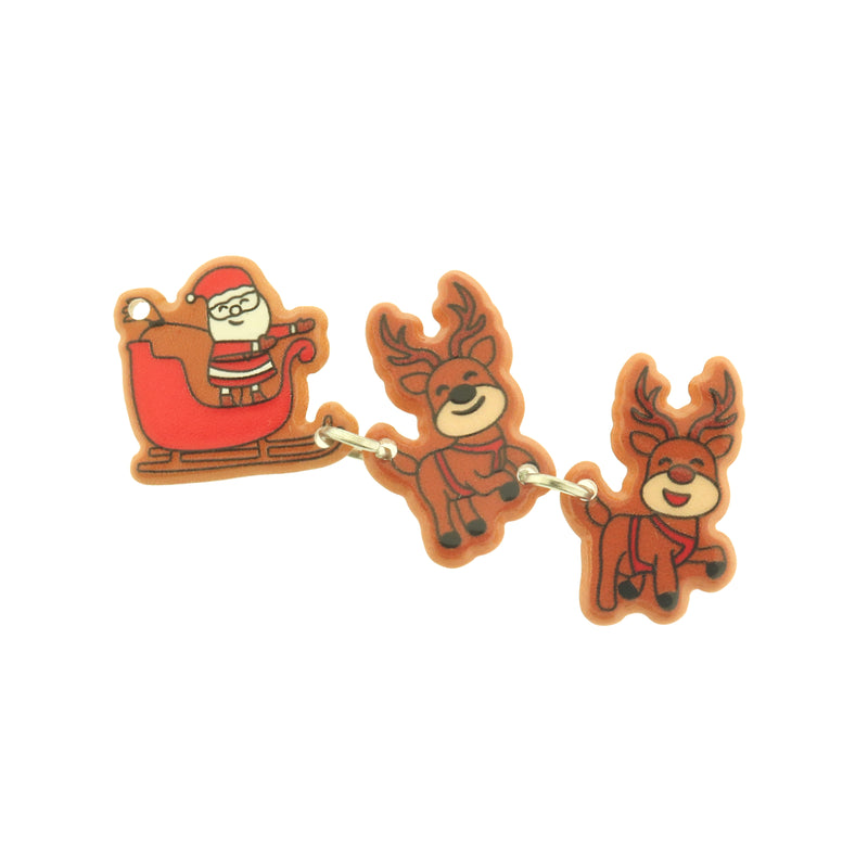 Santa Claus and Reindeer Resin Charms - Three Piece Charms - K718