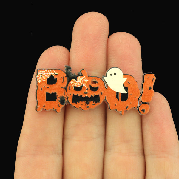 2 Halloween Boo Acrylic Charms 2 Sided - K721