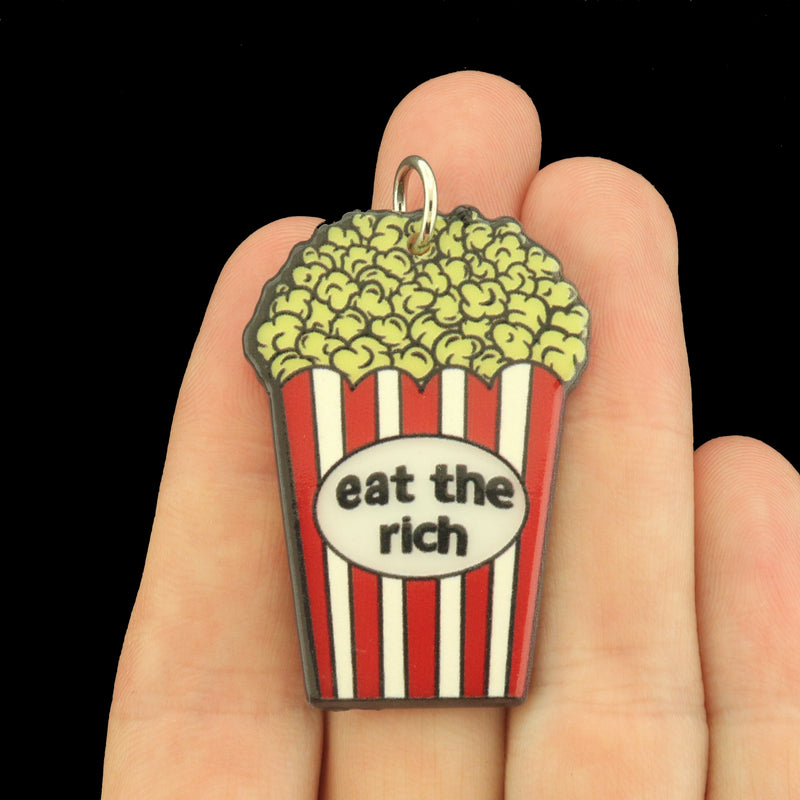 2 Eat the Rich Acrylic Charms - Popcorn - 2 Sided - K745