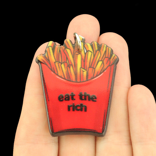 2 Eat the Rich Acrylic Charms - Fries - 2 Sided - K746