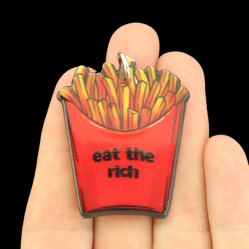 2 Eat the Rich Acrylic Charms - Fries - 2 Sided - K746