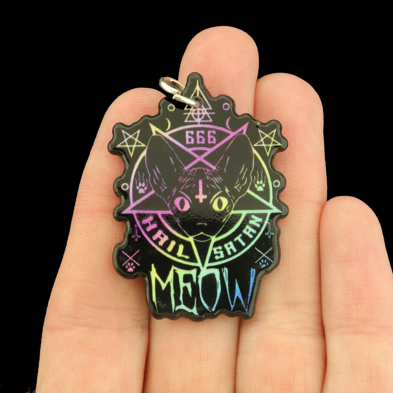 2 Satanic Cat Acrylic Charms - Multicolor - K749