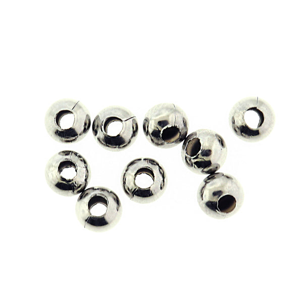 25 Stainless Steel Round Beads - 6mm - Opened Style - MT002