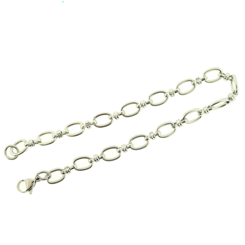 Stainless Steel Oval Link Chain Bracelet 8.25" - 9mm - 1 Bracelet- N126