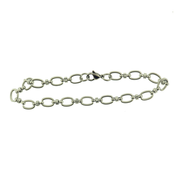 Stainless Steel Oval Link Chain Bracelet 8.25" - 9mm - 1 Bracelet- N126