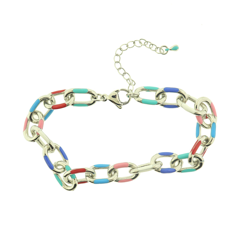 Enamel Cable Chain Bracelet 7" - Super Fun! - 9mm - 1 Bracelet- N127