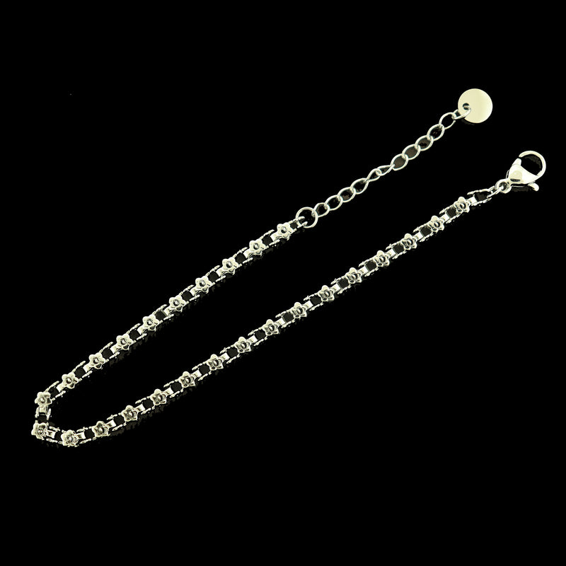 Stainless Steel Flower Chain Bracelet - 6" with 1" Extender - 1 Bracelet - N069