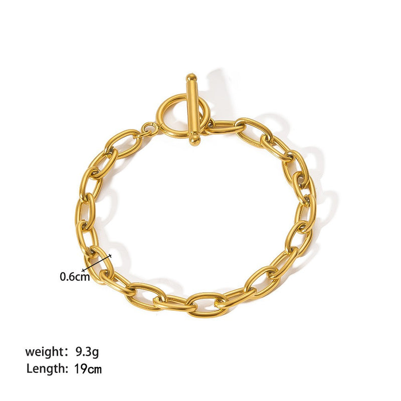 18k Gold Cable Chain Bracelet - 18k Gold Plated Stainless Steel - N829