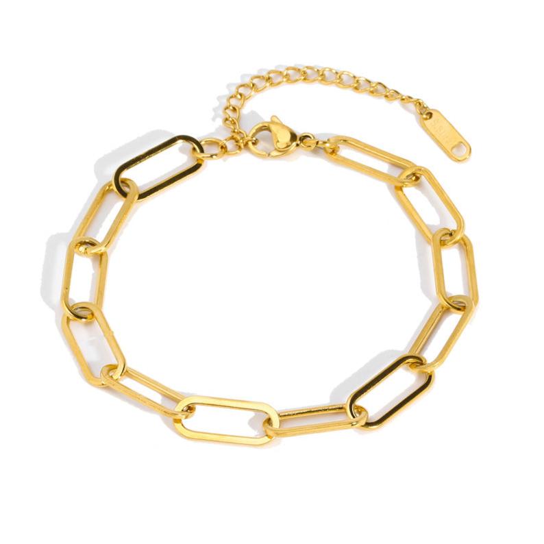 18k Gold Paperclip Chain Bracelet - 18k Gold Plated Stainless Steel - N831