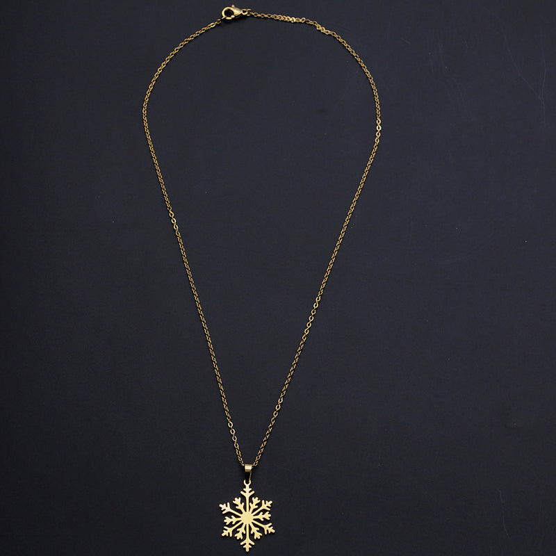 Stainless Steel Snowflake Necklace - 18" - Gold Tone Stainless - N834