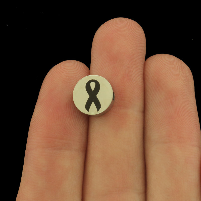 Awareness Stainless Steel Beads - Awareness Ribbon Bead - Choose Your Size - BFS034S-8284