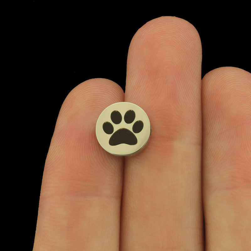 Paw Stainless Steel Beads - Animal Bead - Choose Your Size - BFS034S-8289