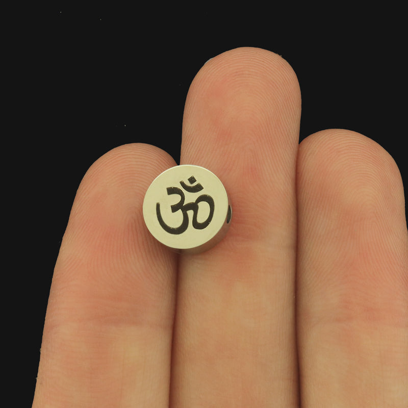 Om Stainless Steel Beads - Spiritual Bead - Choose Your Size - BFS034S-8303