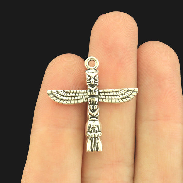 5 Totem Pole Silver Tone Charms - SC1300