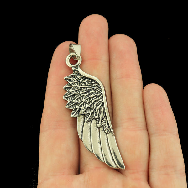 Angel Wing Antique Silver Tone Charms 2 Sided - SC2199