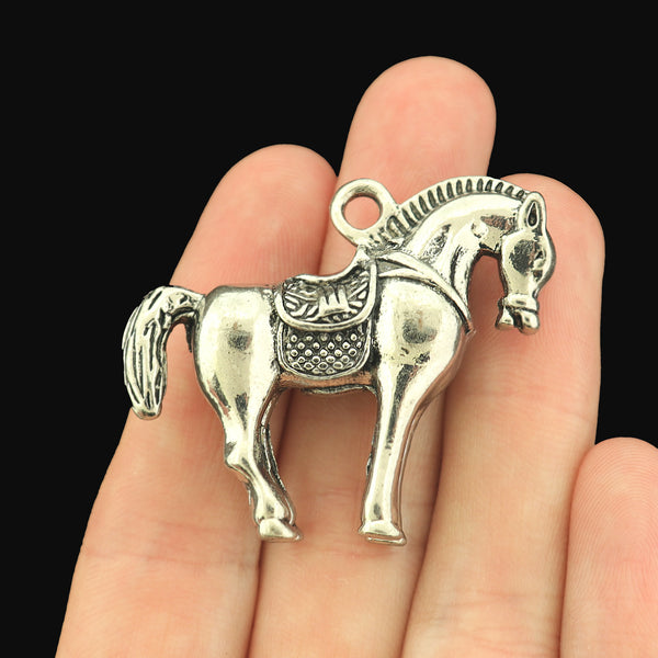 Horse Antique Silver Tone Charms 3D - SC3380