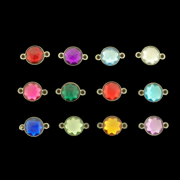 6 Birthstone Connectors Silver Tone Charms - Choose Your Month!