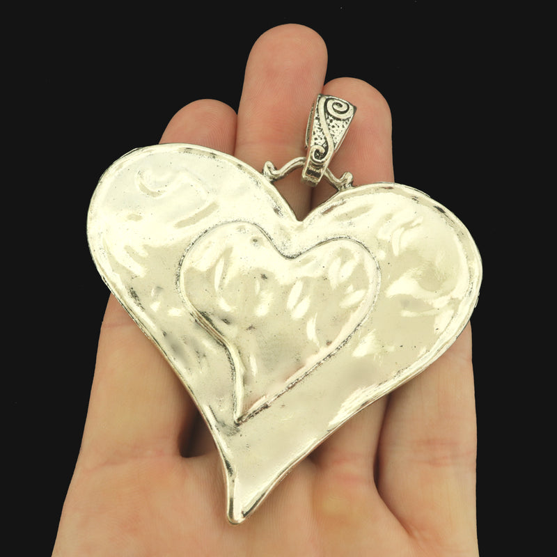 Large Heart Charm with Attached Bail - Choose Your Color!