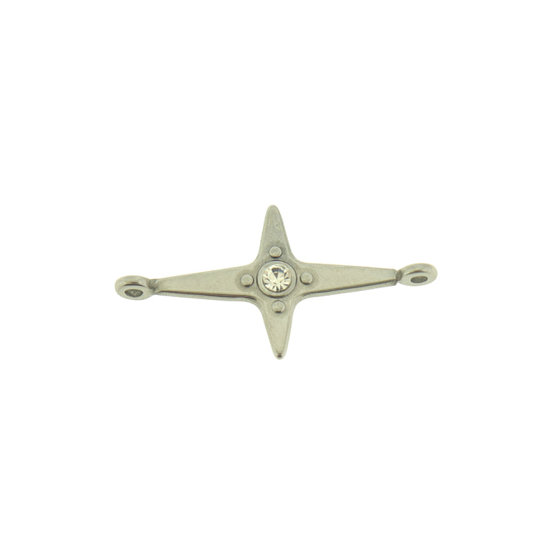 North Star Silver Tone Stainless Steel Connector Charm - SSP730