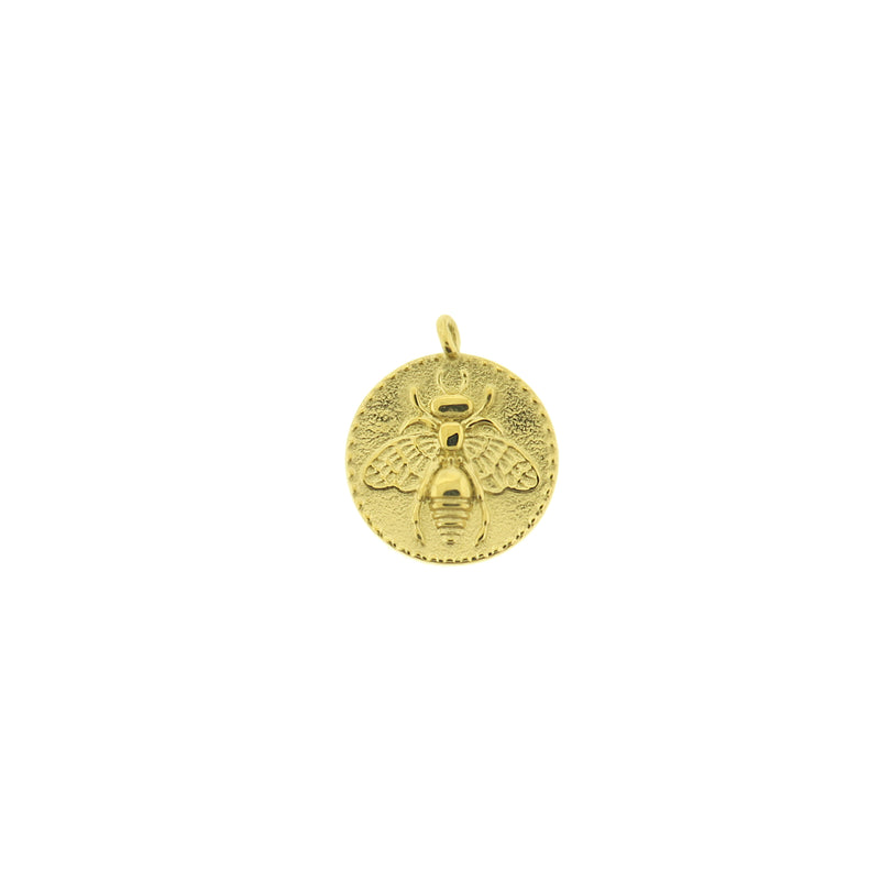 14k Gold Bee Charm - Insect Pendant - 14k Gold Plated - SSP737