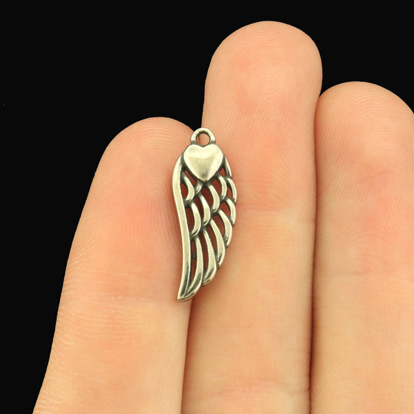 Angel Wing Stainless Steel Charms 2 Sided - SSP771