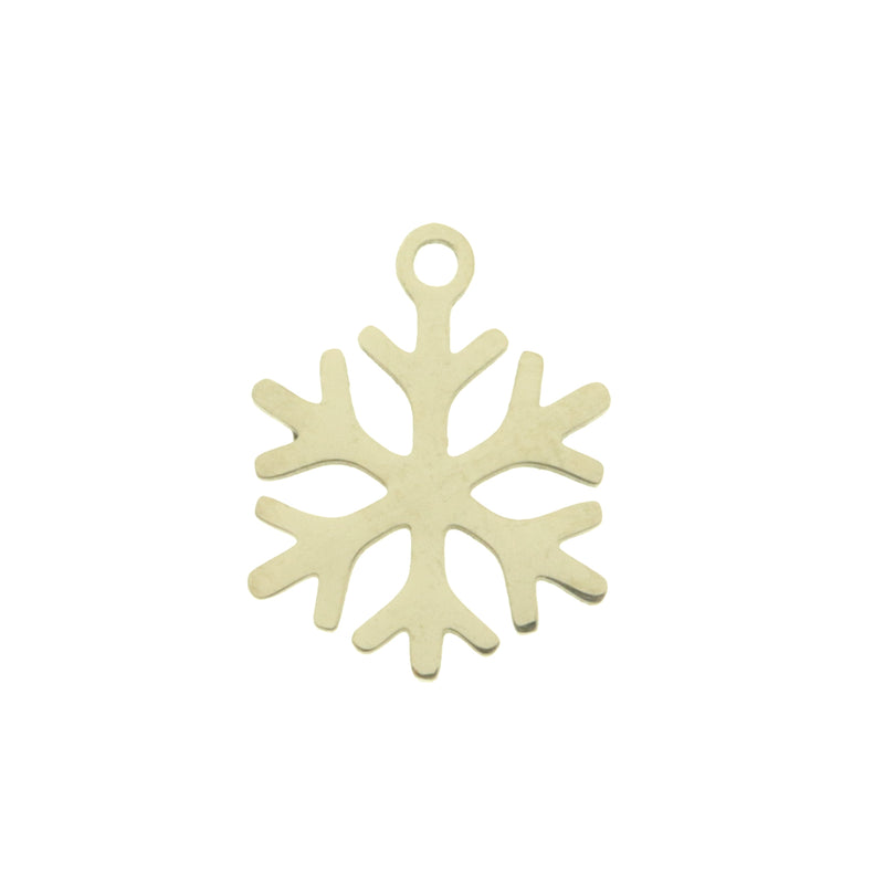 2 Snowflake Stainless Steel Charms 2 Sided - Laser Cut - SSP785