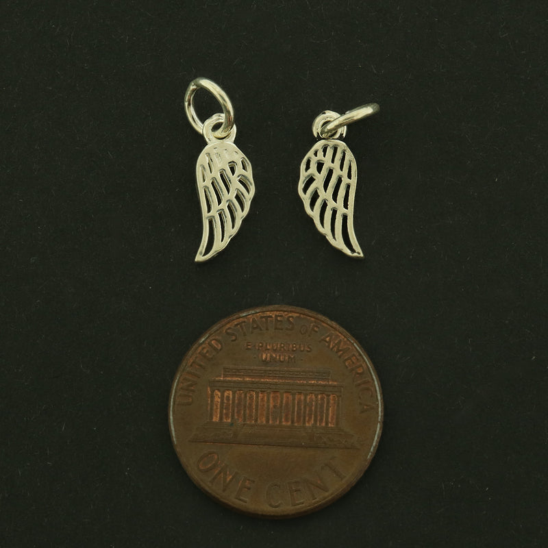 Angel Wing Sterling Silver Charm - Memorial Pendant - Choose Your Tone!