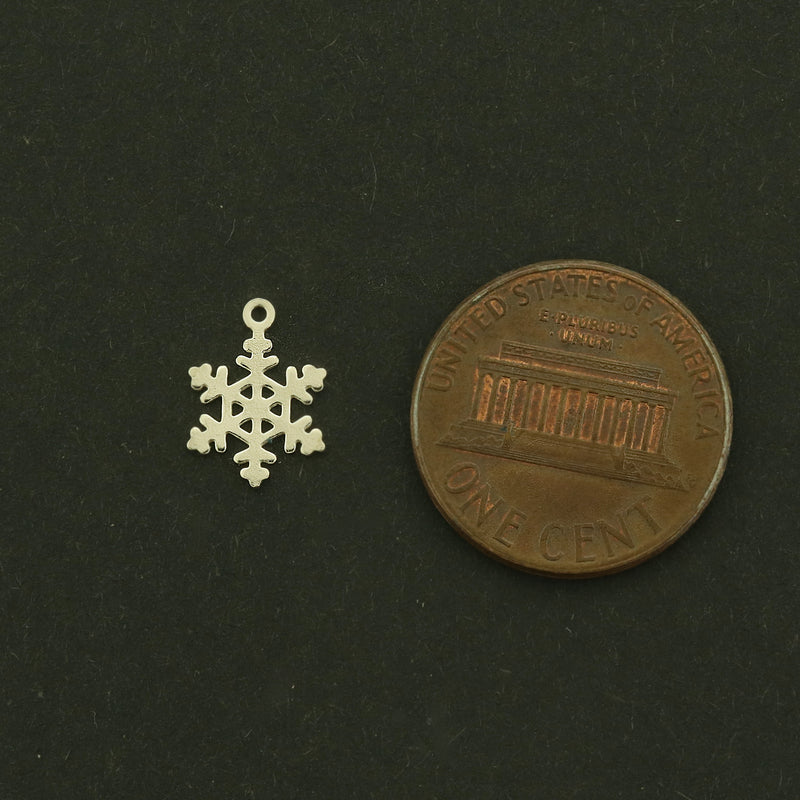 Snowflake Sterling Silver Charm - 2 Sided - ST134