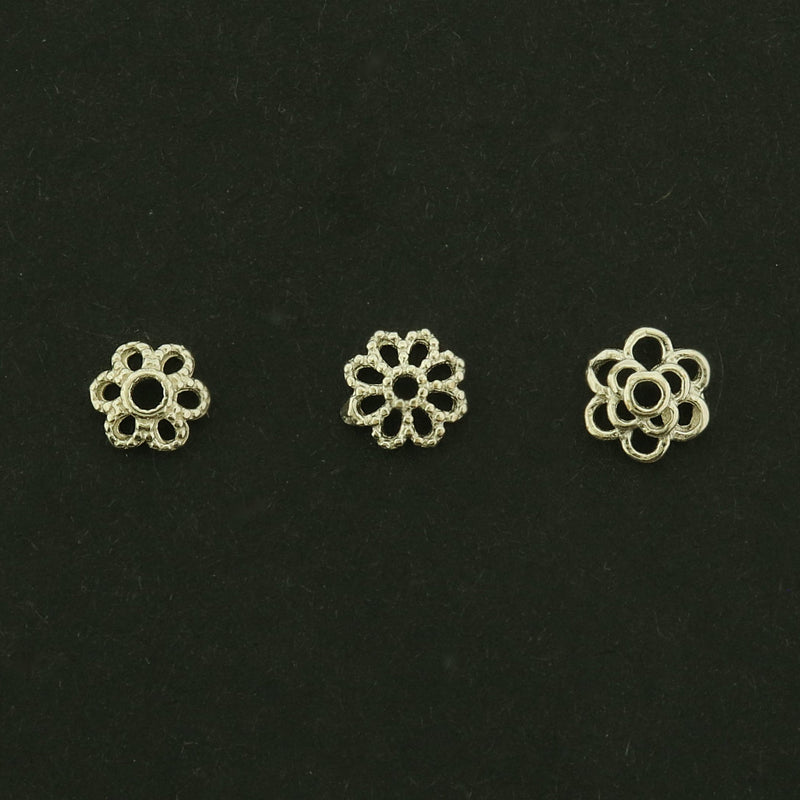 4 Flower Bead Caps Sterling Silver - Choose from 3 Styles!