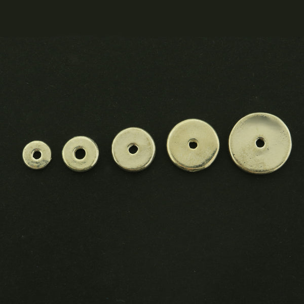 Flat Round Sterling Silver Spacer Bead - Choose Your Size!