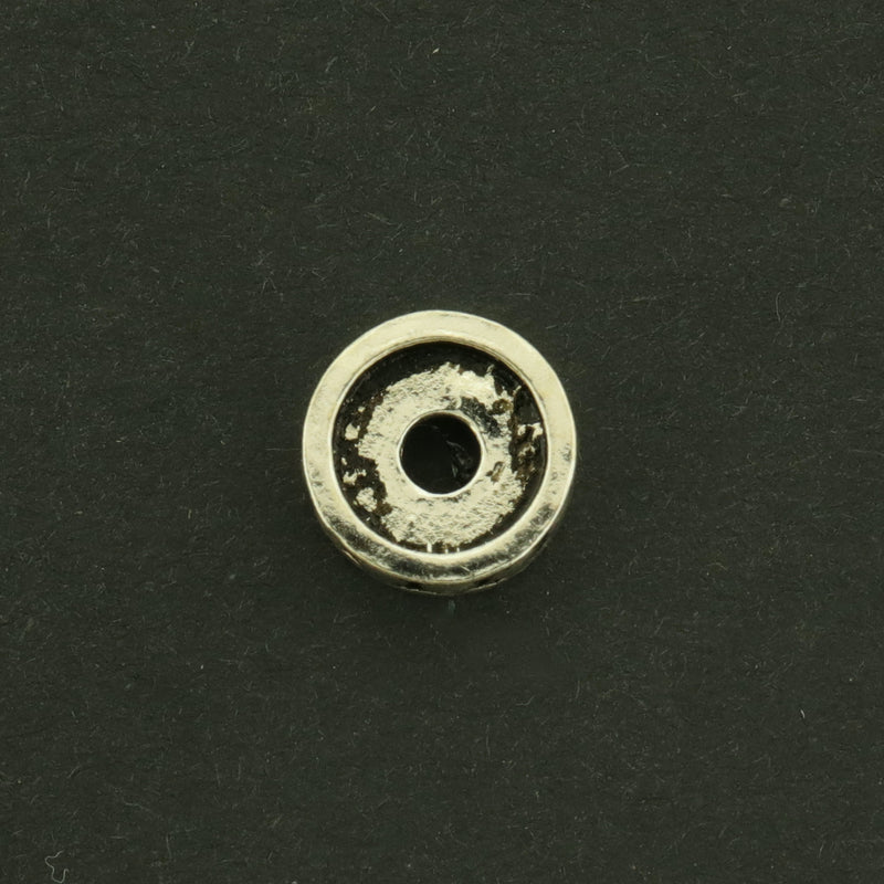 Flat Round Sterling Silver Spacer Bead - 9mm - Antique Silver Tone - 1 Bead - ST266