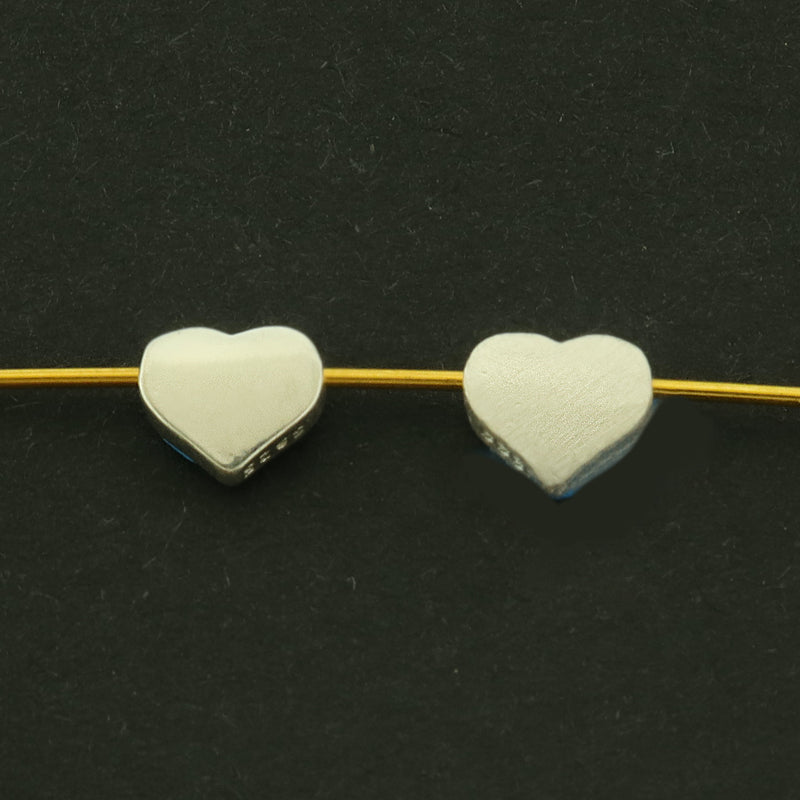 Heart Sterling Silver Spacer Bead 6mm - 1 Bead - Choose Polished or Brushed