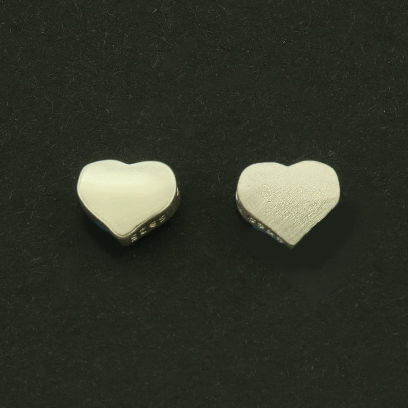 Heart Sterling Silver Spacer Bead 6mm - 1 Bead - Choose Polished or Brushed