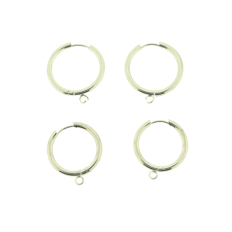 Stainless Steel Earrings - Hinged Clicker Segment Hoops - 25mm or 29mm - 2 Pieces 1 Pair - Choose Your Size