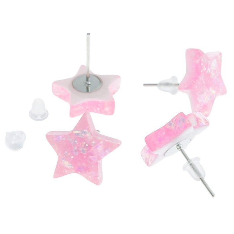 Resin Earrings - Sequin Star Studs - 14mm - Choose Your Color!