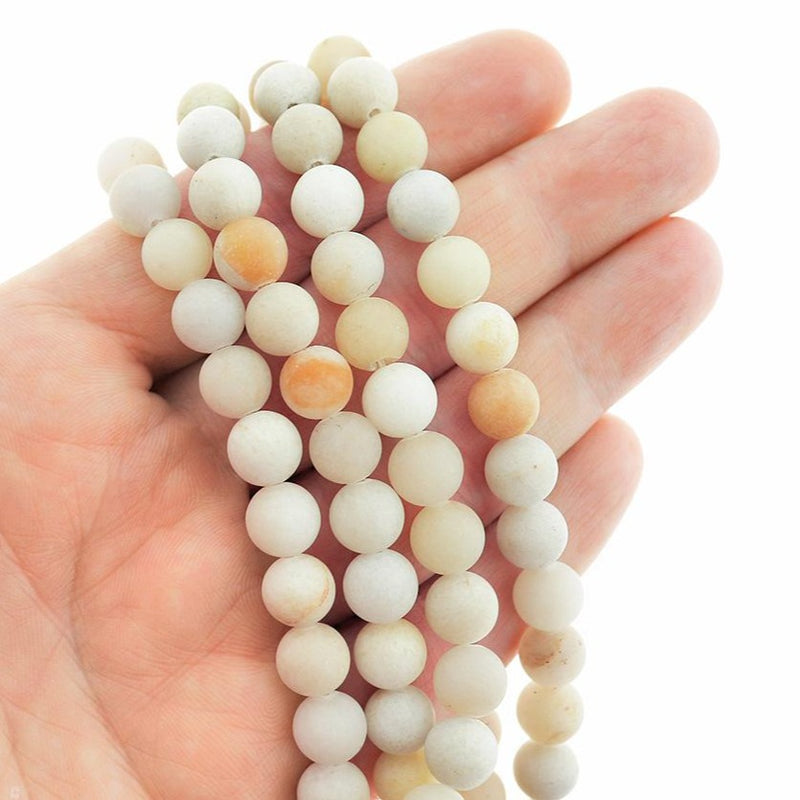 Round Frosted Natural Jade Beads 8mm - 1 Strand 46 Beads - Choose Your Color!